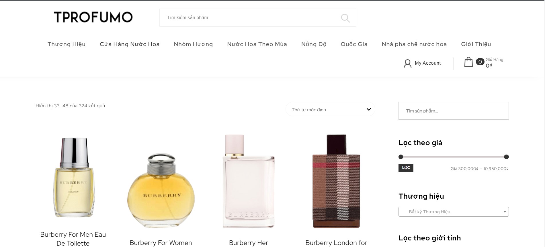 trang thương mại điện tử nước hoa Tprofumo