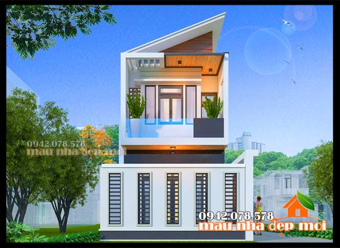 Nhà phố 2 tầng 5×20 mái lệch có 3 phòng ngủ Nhà phố 2 tầng 5×20 mái lệch có 3 phòng ngủ