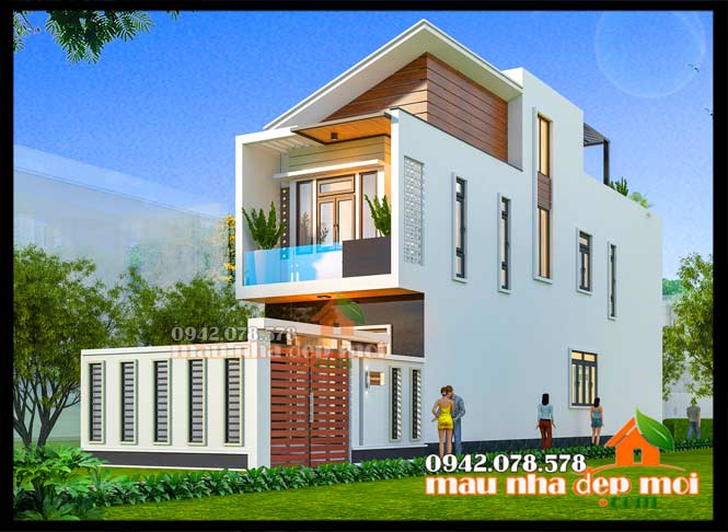 Nhà phố 2 tầng 5×20 mái lệch hiện đại Nhà phố 2 tầng 5×20 mái lệch hiện đại