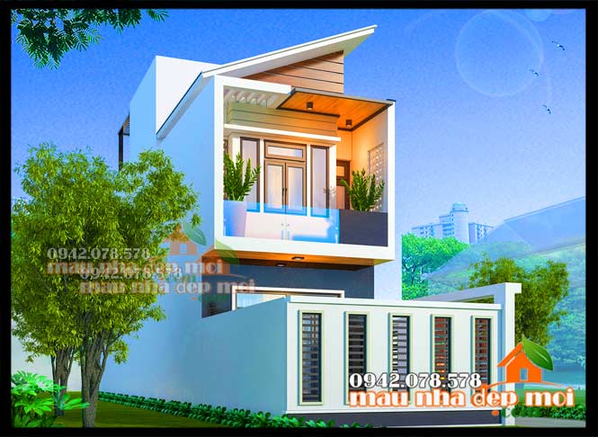 Mẫu nhà phố 2 tầng 5×20 mái lệch kiến trúc hiện đại Mẫu nhà phố 2 tầng 5×20 mái lệch kiến trúc hiện đại